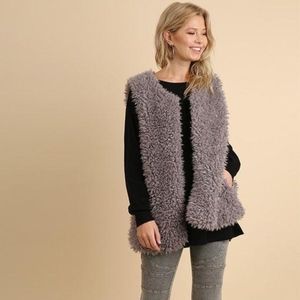 Gray Fuzzy Fur Vest
